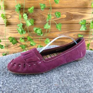 Lands' End Women's Flat Maroon Suede Sz 7.5 Medium‎ Gently Used 2025